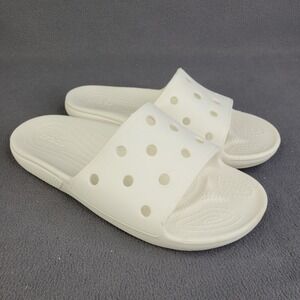 Crocs White Classic‎ Slides Shoes M9 W11 Slip On Flats Comfort Open Toe Sandals